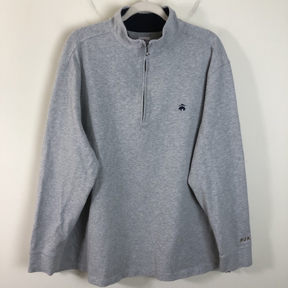 Brooks Brothers 1/4 Zip Pullover Sweater Mens XLT Gray Navy